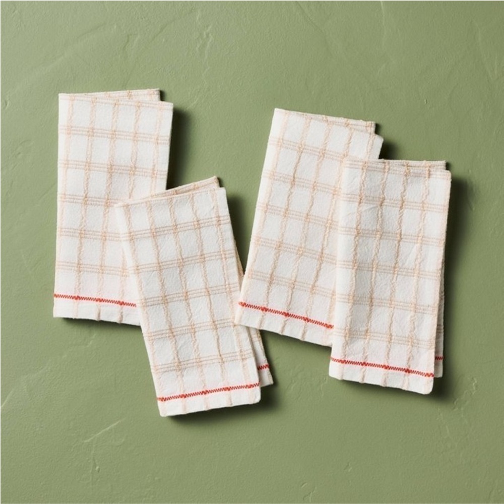 4-Pack of Tri-Stripe Plaid Stitched Cloth Napkins from Hearth & Hand™ Magnolia